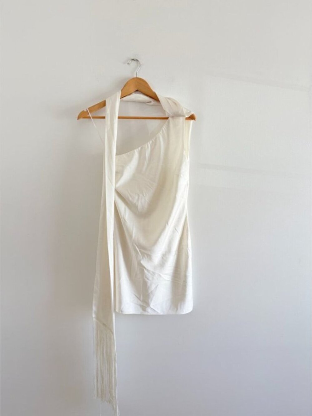 Abercrombie & Fitch Scarf Slip Mini Dress NWT Satin White Size Small - Picture 8 of 13